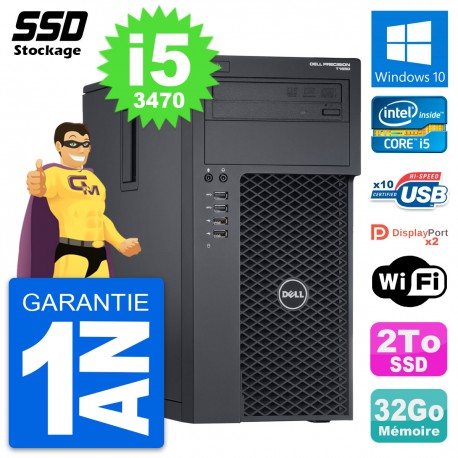 PC Tour Dell Precision T1650 Intel Core i5-3470 RAM 32Go SSD 2To Windows 10 Wifi