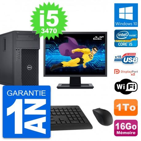PC Tour Dell T1650 Ecran 22" Intel i5-3470 RAM 16Go Disque 1To Windows 10 Wifi
