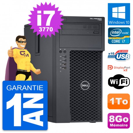 PC Tour Dell Precision T1650 MT Intel i7-3770 RAM 8Go Disque 1To Windows 10 Wifi