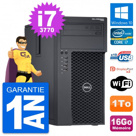 PC Tour Dell Precision T1650 Intel i7-3770 RAM 16Go Disque 1To Windows 10 Wifi