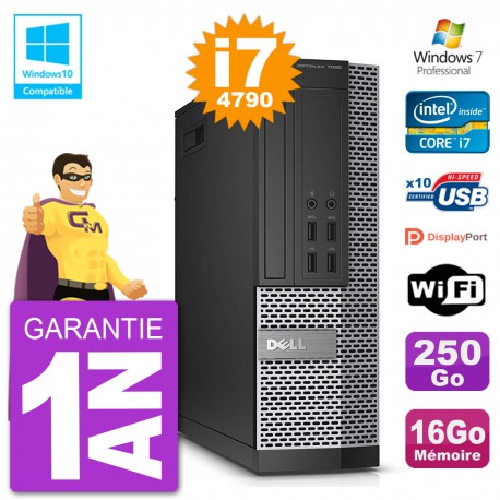 PC Dell 7020 SFF Intel i7-4790 RAM 16Go Disque 250Go Graveur DVD Wifi W7