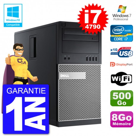 PC Tour DELL 9020 Intel Core I7-4790 RAM 8Go Disque 500Go Graveur DVD Wifi W7