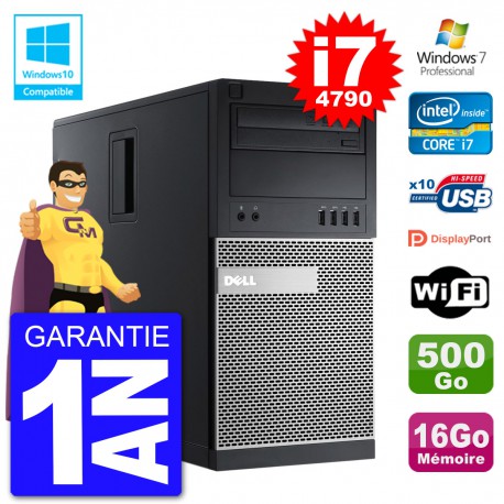 PC Tour DELL 9020 Intel Core I7-4790 RAM 16Go Disque 500Go Graveur DVD Wifi W7
