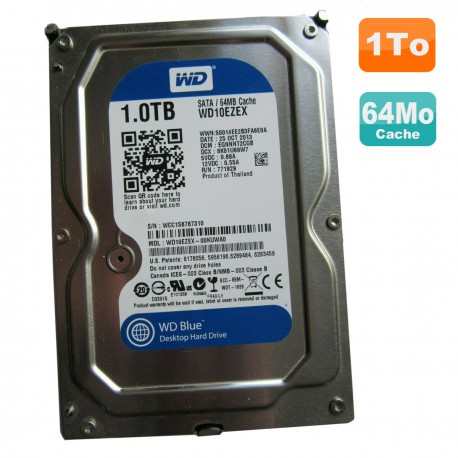 Disque Dur 3.5" 1To Western Digital Blue WD10EZEX SATA III 7200RPM 64Mo