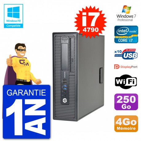 PC HP EliteDesk 800 G1 SFF i7-4790 RAM 4Go Disque 250Go Graveur DVD Wifi W7