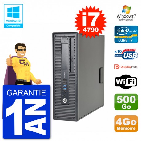 PC HP EliteDesk 800 G1 SFF i7-4790 RAM 4Go Disque 500Go Graveur DVD Wifi W7