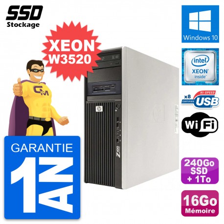 Workstation HP Z400 Intel Xeon W3520 16Go HDD 500Go SATA Windows 10 Wifi