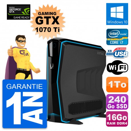 PC Zotac MEK1 Gaming GTX 1070Ti i7-7700 RAM 16Go 240Go SSD + 1To W10