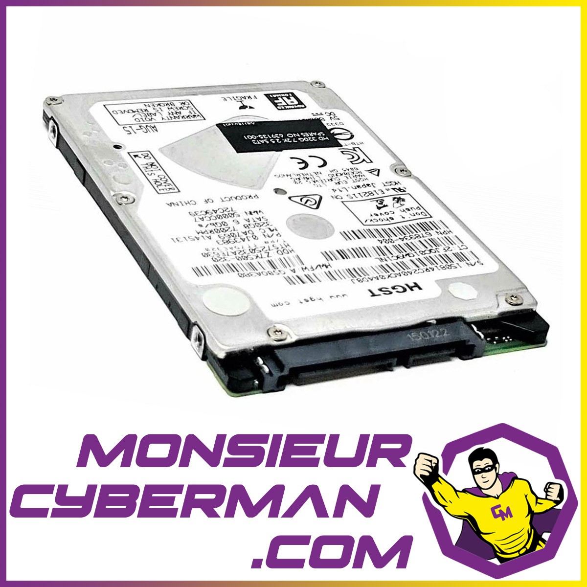 Disque Dur Hitachi 320Go 2.5" SATA - Extra Plat, 5400 RPM, Testé Et Formaté, Occasion
