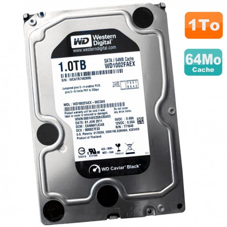 Disque Dur 1To 3.5" SATA WD Caviar Black WD1002FAEX-00Z3A0 7200RPM 64Mo