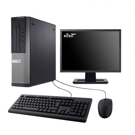 PC Dell Optiplex 390 DT Ecran 22" Intel I3-2100 RAM 8Go SSD 2To W10 Wifi
