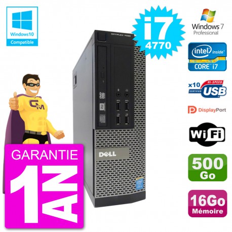 PC Dell 7020 SFF Intel i7-4770 RAM 16Go Disque 500Go Graveur DVD Wifi W7