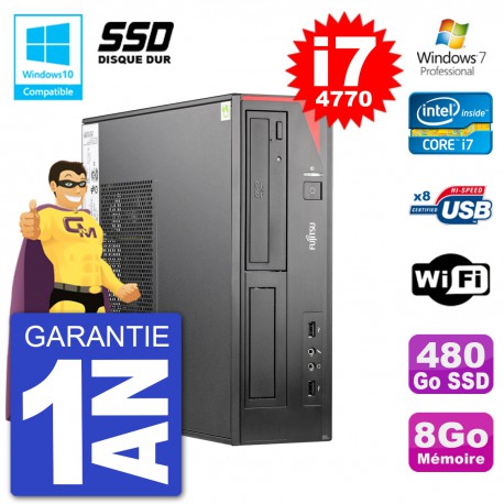 PC Fujitsu Esprimo E520 DT i7-4770 RAM 8Go SSD 480Go Graveur DVD Wifi W7