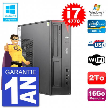 PC Fujitsu Esprimo E520 DT i7-4770 RAM 16Go Disque 2To Graveur DVD Wifi W7