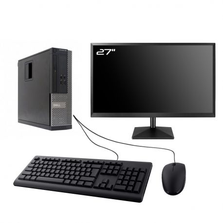 PC Dell Optiplex 390 SFF Ecran 27" Intel I7-2600 RAM 16Go HDD 500Go W10 Wifi