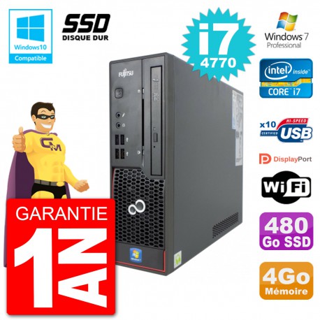 PC Fujitsu Esprimo C720 SFF i7-4770 RAM 4Go SSD 480Go Graveur DVD Wifi W7