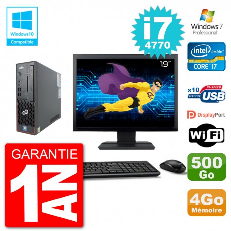 PC Fujitsu Esprimo C720 SFF Ecran 19" i7-4770 4Go 500Go Graveur DVD Wifi W7