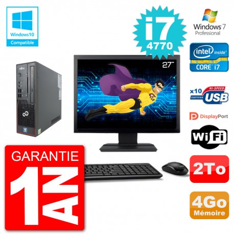 PC Fujitsu Esprimo C720 SFF Ecran 27" i7-4770 4Go Disque 2To Graveur DVD Wifi W7