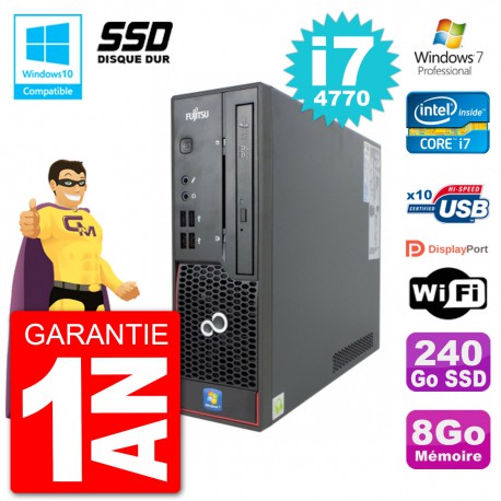 PC Fujitsu Esprimo C720 SFF i7-4770 RAM 8Go SSD 240Go Graveur DVD Wifi W7