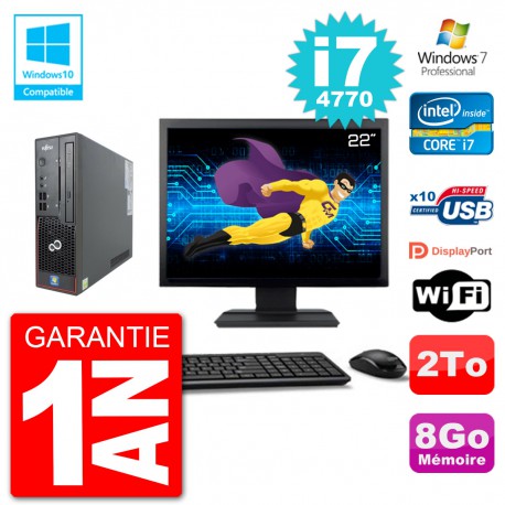 PC Fujitsu Esprimo C720 SFF Ecran 22" i7-4770 8Go Disque 2To Graveur DVD Wifi W7