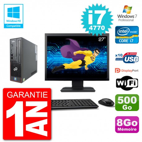 PC Fujitsu Esprimo C720 SFF Ecran 27" i7-4770 8Go 500Go Graveur DVD Wifi W7