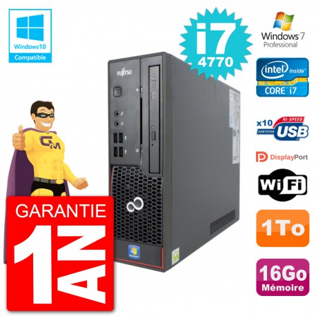 PC Fujitsu Esprimo C720 SFF i7-4770 RAM 16Go Disque 1To Graveur DVD Wifi W7