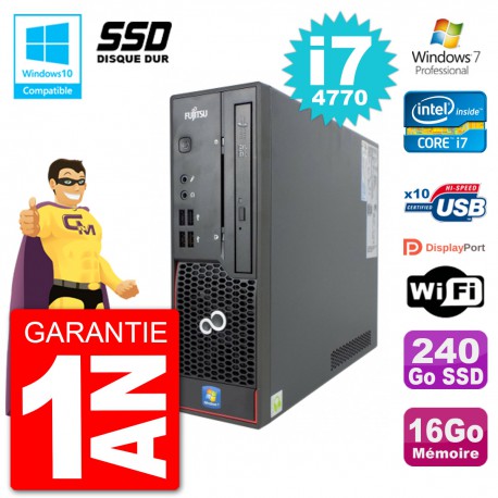 PC Fujitsu Esprimo C720 SFF i7-4770 RAM 16Go SSD 240Go Graveur DVD Wifi W7