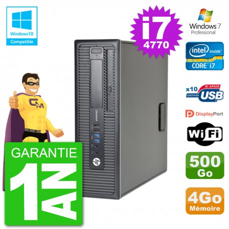 PC HP EliteDesk 800 G1 SFF i7-4770 RAM 4Go Disque 500Go Graveur DVD Wifi W7