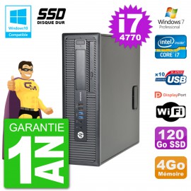 PC HP EliteDesk 800 G1 SFF i7-4770 RAM 4Go SSD 120Go Graveur DVD Wifi W7