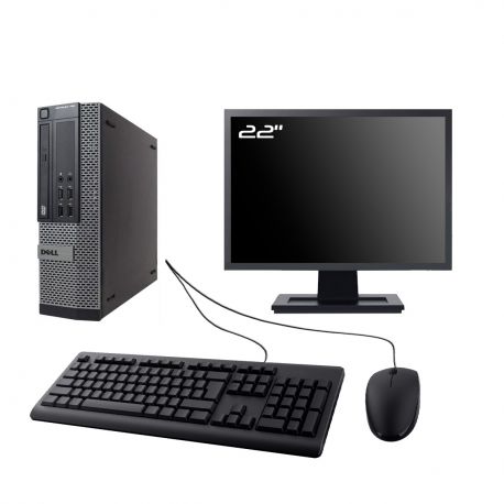 PC Dell Optiplex 790 SFF Ecran 22" Intel I3-2100 RAM 8Go SSD 480Go W10 Wifi
