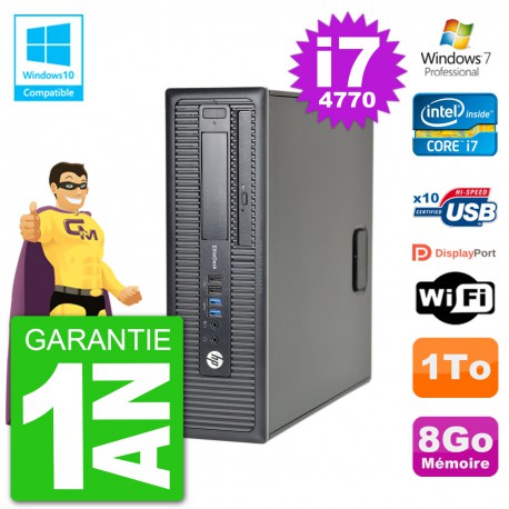 PC HP EliteDesk 800 G1 SFF i7-4770 RAM 8Go Disque 1To Graveur DVD Wifi W7