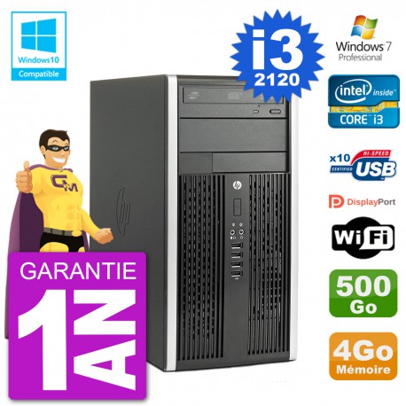 PC HP 6300 MT Intel Core I3-2120 RAM 4Go Disque 500Go Graveur DVD Wifi W7