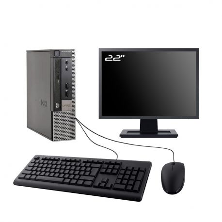 PC Dell Optiplex 990 USFF Ecran 22" Intel I7-2600 RAM 16Go SSD 240Go W10 Wifi