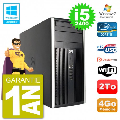 PC HP 6300 MT Intel Core i5-2400 RAM 4Go Disque Dur 2To Graveur DVD Wifi W7