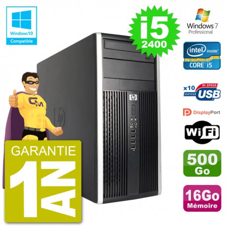 PC HP 6300 MT Intel Core i5-2400 RAM 16Go Disque 500Go Graveur DVD Wifi W7