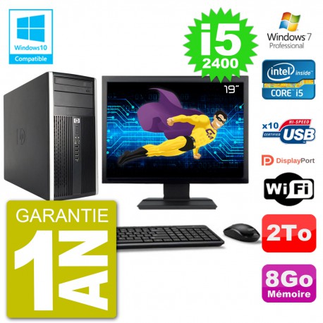PC HP 6300 MT Ecran 19" Core i5-2400 RAM 8Go Disque 2To Graveur DVD Wifi W7