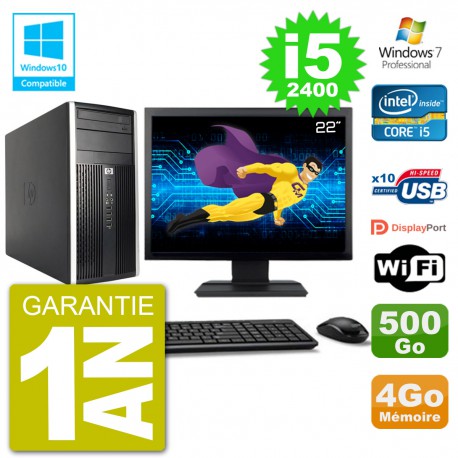 PC HP 6300 MT Ecran 22" i5-2400 RAM 4Go Disque 500Go Graveur DVD Wifi W7