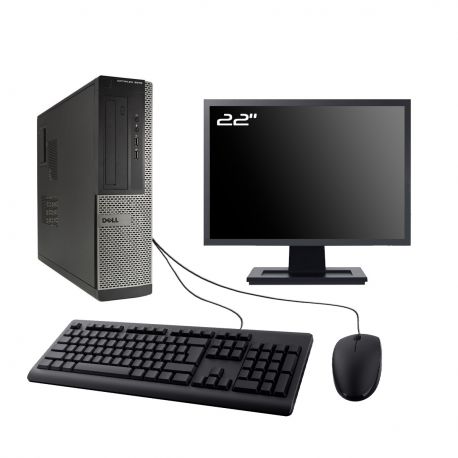 PC Dell Optiplex 3010 DT Ecran 22" Intel I5-3470 RAM 8Go SSD 960Go W10 Wifi