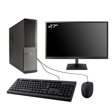 PC Dell Optiplex 3010 DT Ecran 27" Intel I3-3220 RAM 16Go SSD 240Go W10 Wifi