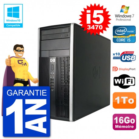 PC HP 6300 MT Intel Core i5-3470 RAM 16Go Disque 1To Graveur DVD Wifi W7