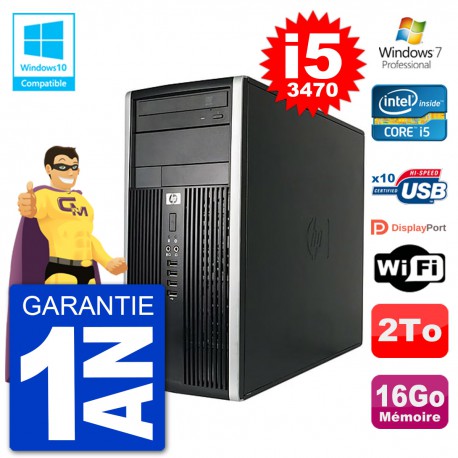 PC HP 6300 MT Intel Core i5-3470 RAM 16Go Disque 2To Graveur DVD Wifi W7