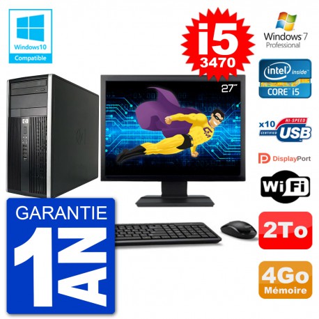 PC HP 6300 MT Ecran 27" Core i5-3470 RAM 4Go Disque 2To Graveur DVD Wifi W7