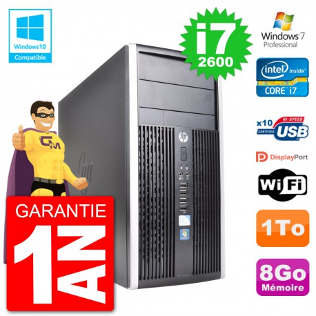 PC HP 6300 MT Intel Core i7-2600 RAM 8Go Disque Dur 1To Graveur DVD Wifi W7
