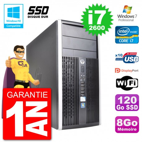 PC HP 6300 MT Intel Core i7-2600 RAM 8Go SSD 120Go Graveur DVD Wifi W7
