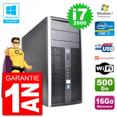 PC HP 6300 MT Intel Core i7-2600 RAM 16Go Disque 500Go Graveur DVD Wifi W7