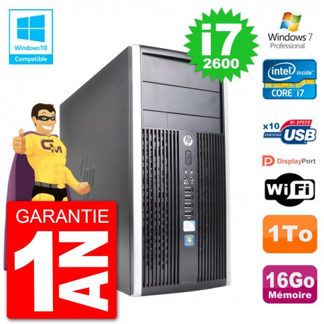 PC HP 6300 MT Intel Core i7-2600 RAM 16Go Disque 1To Graveur DVD Wifi W7