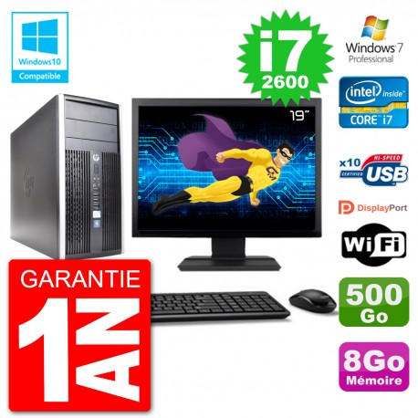 PC HP 6300 MT Ecran 19" i7-2600 RAM 8Go Disque 500Go Graveur DVD Wifi W7