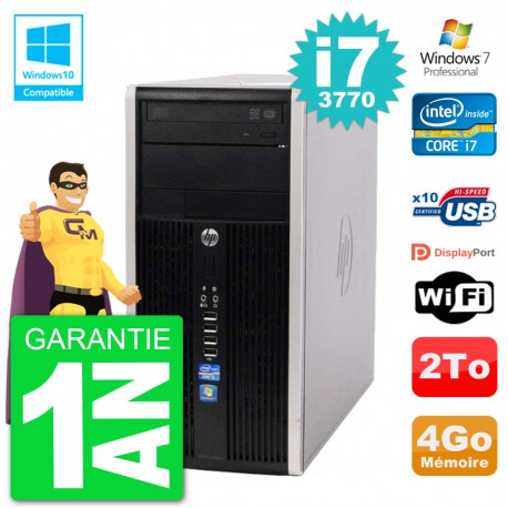 PC HP 6300 MT Intel Core i7-3770 RAM 4Go Disque Dur 2To Graveur DVD Wifi W7