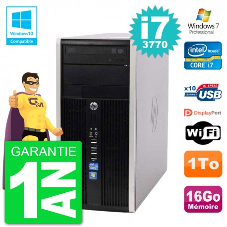 PC HP 6300 MT Intel Core i7-3770 RAM 16Go Disque 1To Graveur DVD Wifi W7