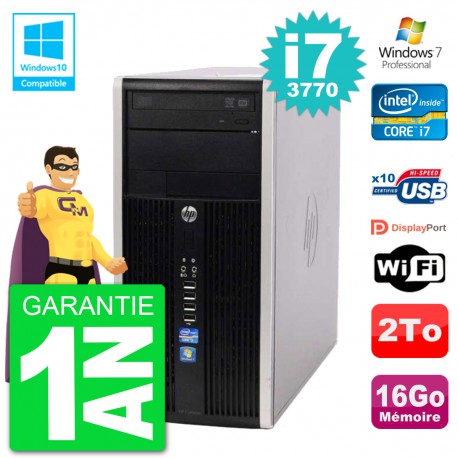 PC HP 6300 MT Intel Core i7-3770 RAM 16Go Disque 2To Graveur DVD Wifi W7